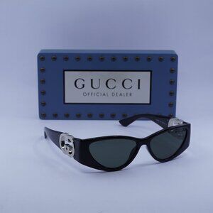 Gucci GG1824S 001 Cat Eye Sunglasses - Black/Silver/Grey